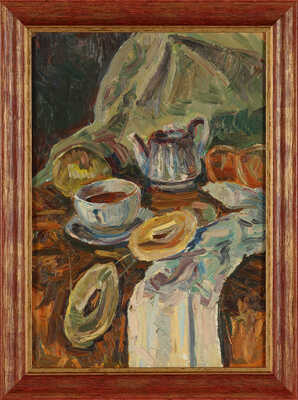 Мордовин Кирилл Александрович. Натюрморт с чайником и баранками 